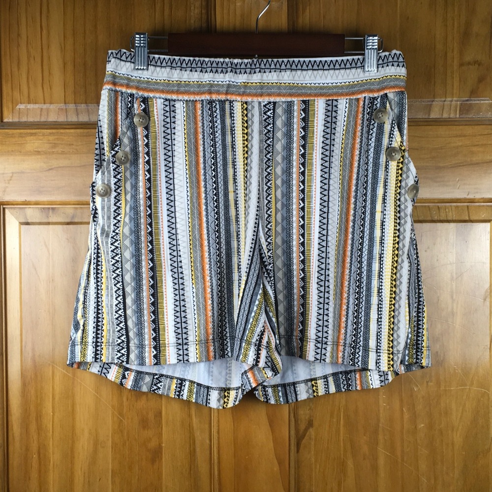 Robert Louis Womens L Tribal Print Shorts Button Detail Aztec Boho Festival
